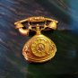 Old Fashion Phone Gold Tone Broach Pin