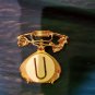 Old Fashion Phone Gold Tone Broach Pin