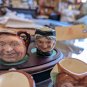 Six Miniatures Royal Doulton Mugs With Fine Wood Stand