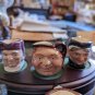 Six Miniatures Royal Doulton Mugs With Fine Wood Stand