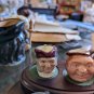 Six Miniatures Royal Doulton Mugs With Fine Wood Stand