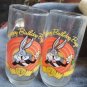 Bugs Bunny Anniversary Glasses "Happy Birthday Bugs" 50th Set of 2 1990 Warner