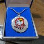 Vintage Blackinton Pewter Clown Face Chain & Pendant Necklace New In Box USA
