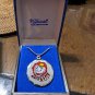 Vintage Blackinton Pewter Clown Face Chain & Pendant Necklace New In Box USA