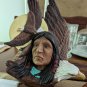 Vintage Native American Ceramic Brave Leader Figure with  Eagles, hand painted