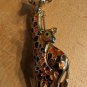 Vintage Mother Baby Giraffe Brooch Pin Gold Tone Enamel Zoo Safari