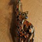 Vintage Mother Baby Giraffe Brooch Pin Gold Tone Enamel Zoo Safari