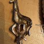 Vintage Mother Baby Giraffe Brooch Pin Gold Tone Enamel Zoo Safari