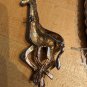 Vintage Mother Baby Giraffe Brooch Pin Gold Tone Enamel Zoo Safari