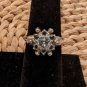 Vintage Avon White and Light Blue Rhinestone Ring, Size 5 With Guard, 7 If Out