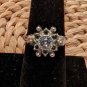 Vintage Avon White and Light Blue Rhinestone Ring, Size 5 With Guard, 7 If Out