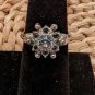 Vintage Avon White and Light Blue Rhinestone Ring, Size 5 With Guard, 7 If Out