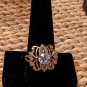Golden 925 Silver K's Ring With Cz Center And Sides, Size 10