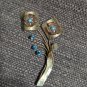 Vintage 50s colorful copper rhinestone flower brooch pin
