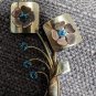 Vintage 50s colorful copper rhinestone flower brooch pin