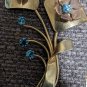 Vintage 50s colorful copper rhinestone flower brooch pin