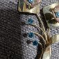 Vintage 50s colorful copper rhinestone flower brooch pin