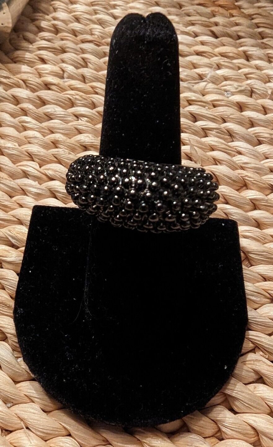 Black Spinal Dome Cocktail Ring Size 8