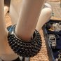 Black Spinal Dome Cocktail Ring Size 8