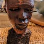 Vintage Hand Carved Male Head Sculpture 8” Tall Solid Wood