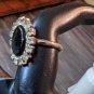 Vintage Domed Black Onix With Rhinestones Ring Size 8 Adjustable
