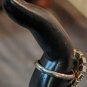 Vintage Domed Black Onix With Rhinestones Ring Size 8 Adjustable