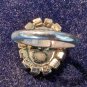 Vintage Domed Black Onix With Rhinestones Ring Size 8 Adjustable