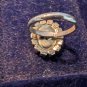 Vintage Domed Black Onix With Rhinestones Ring Size 8 Adjustable