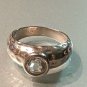 Milor Italy 925 Sterling Silver Ring W Rose Cut Clear Crystal Center Stone 7.5