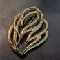 Monet Gold Tone Leaf Feather Brooch Pin Vintage Modern Elegant Clear Lines