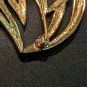 Monet Gold Tone Leaf Feather Brooch Pin Vintage Modern Elegant Clear Lines