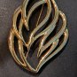 Monet Gold Tone Leaf Feather Brooch Pin Vintage Modern Elegant Clear Lines