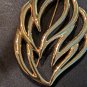 Monet Gold Tone Leaf Feather Brooch Pin Vintage Modern Elegant Clear Lines