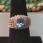 sterling silver blue topaz and diamonds ring size 6.5 women
