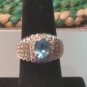 sterling silver blue topaz and diamonds ring size 6.5 women