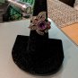 Vintage 925 Sterling Silver Amethyst Ring Flower Shaped Elaborated Top Size 6.5