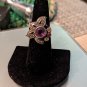Vintage 925 Sterling Silver Amethyst Ring Flower Shaped Elaborated Top Size 6.5
