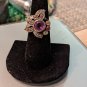 Vintage 925 Sterling Silver Amethyst Ring Flower Shaped Elaborated Top Size 6.5