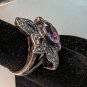 Vintage 925 Sterling Silver Amethyst Ring Flower Shaped Elaborated Top Size 6.5