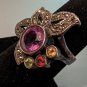 Vintage 925 Sterling Silver Amethyst Ring Flower Shaped Elaborated Top Size 6.5