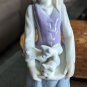 Vintage Glazed Porcelain Lady Holding Apron full of Kittens Cat Pawing at Dress