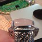 Large Wide Stainless Steel Cocktail Ring With Beautiful Moonstone size 8