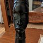 Vintage 80s Wooden Wood Carved African Beauty With Metallic Earings 9" tall
