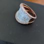 Beautiful 925 Sterling Silver CN FZN Cz Pave Two Tone Ring size 8