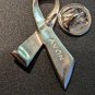 Breast Cancer Ribbon Pink Gemstones Avon Vintage Lapel Pin, proceeds to charity