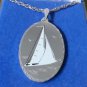 Blackinton Mass USA Sailboat Large Pewter Pendant And Chain New In Box