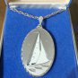 Blackinton Mass USA Sailboat Large Pewter Pendant And Chain New In Box