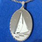 Blackinton Mass USA Sailboat Large Pewter Pendant And Chain New In Box