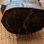 Vintage hand carved African Ashanti wooden figure puka shell leather hang strap