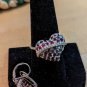 BBJ Hearts 925 White And Red CZ 925 Sterling Silver Ring size 9 And Earrings Set